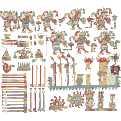 Figures with banners and spears - Antiquities of Mexico, Volume 2 - 1831