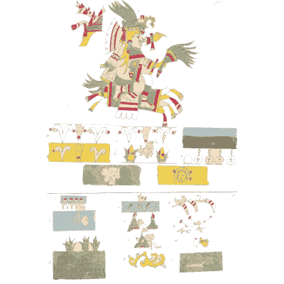 Plumed figure above yellow bands - Antiquities of Mexico, Volume 2 - 1831