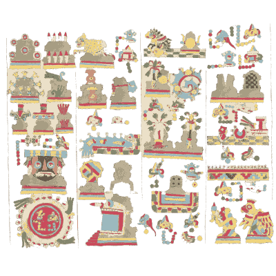 Temples in ruled bands - Antiquities of Mexico, Volume 2 - 1831