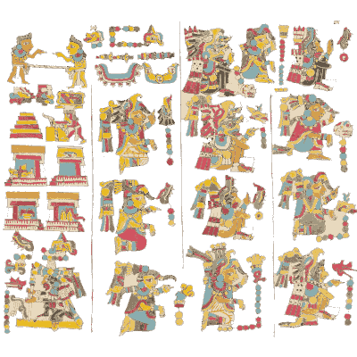 Figures beside stepped temples - Antiquities of Mexico, Volume 2 - 1831