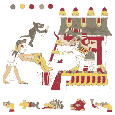 Dog beside a red platform - Antiquities of Mexico, Volume 2 - 1831