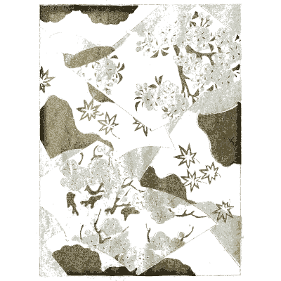 Maple and blossom collage plate - Shin Bijutsukai, Issue 3 - 1902