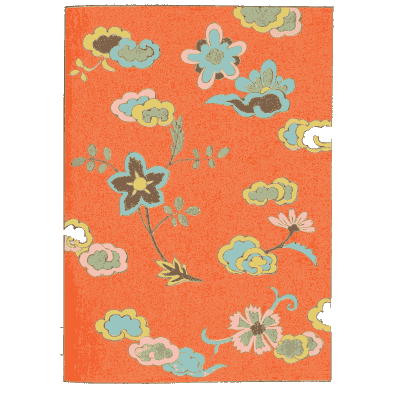 Blossom and leaf pattern in coral - Shin Bijutsukai, Volume 1 - 1902