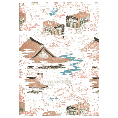 Village landscape pattern plate - Shin Bijutsukai, Volume 1 - 1902
