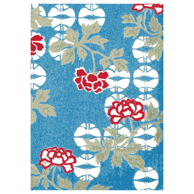 Peony on blue pattern plate - Shin Bijutsukai, Volume 1 - 1902