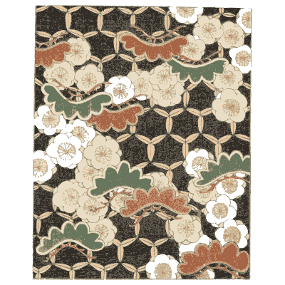 Blossom and pine on lattice plate - Shin Bijutsukai, Volume 1 - 1902