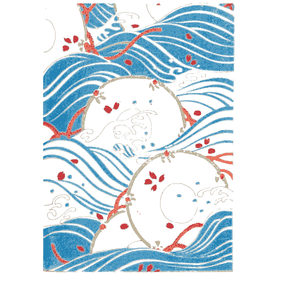 Wave and blossom pattern in blue - Shin Bijutsukai, Volume 1 - 1902