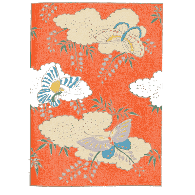 Butterfly and cloud pattern on coral - Shin Bijutsukai, Volume 1 - 1902