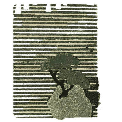 Rocky islet and stripe pattern plate - Shin Bijutsukai, Issue 8 - 1902