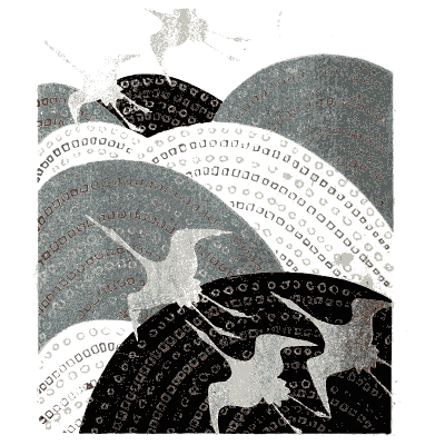 Wave and fan pattern plate - Shin Bijutsukai, Issue 11 - 1902