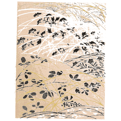 Bush clover and grass pattern plate - Shin Bijutsukai, Issue 13 - 1902