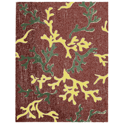 Seaweed pattern plate on red - Shin Bijutsukai, Issue 16 - 1902
