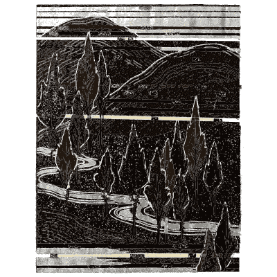 Cypress landscape pattern plate - Shin Bijutsukai, Issue 17 - 1902