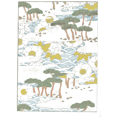 Shore and pine pattern plate - Shin Bijutsukai, Volume 2 - 1902