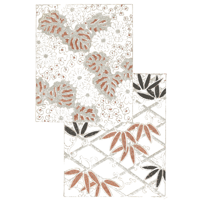 Bamboo and leaf pattern plate - Shin Bijutsukai, Volume 2 - 1902