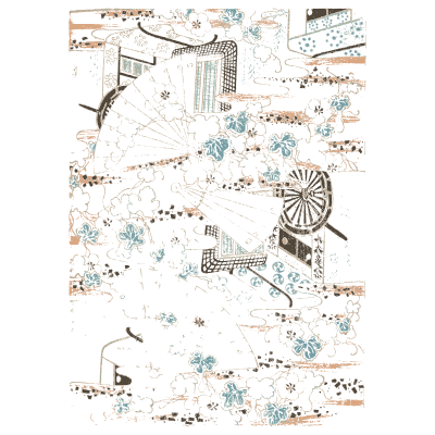Ox carriage and blossom pattern plate - Shin Bijutsukai, Volume 2 - 1902