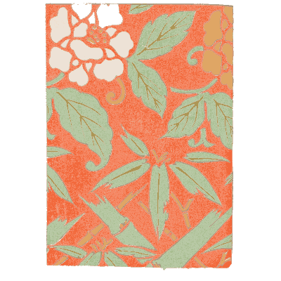 Leaf pattern plate on coral - Shin Bijutsukai, Volume 2 - 1902