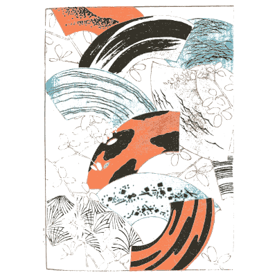 Wave and cloud collage plate - Shin Bijutsukai, Volume 2 - 1902