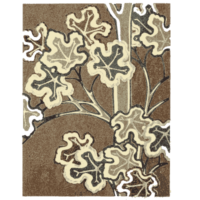 Mallow flower pattern plate on brown - Shin Bijutsukai, Issue 21 - 1902