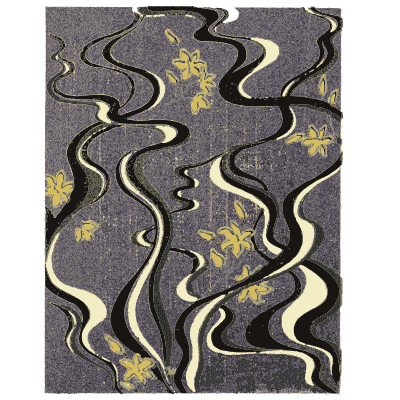 Stream and blossom pattern plate - Shin Bijutsukai, Issue 23 - 1902
