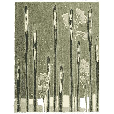 Bamboo pattern plate on cream - Shin Bijutsukai, Issue 28 - 1902