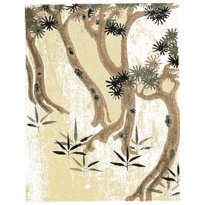 Pine tree pattern plate on cream - Shin Bijutsukai, Issue 28 - 1902