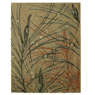 Pampas grass pattern plate on brown - Shin Bijutsukai, Issue 28 - 1902