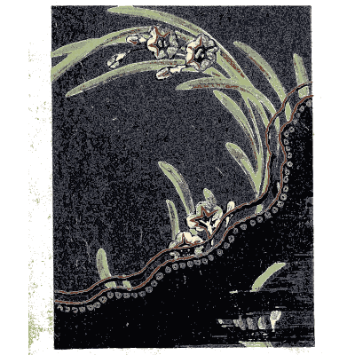 Orchid over a beaded wave pattern plate - Shin Bijutsukai, Issue 29 - 1902