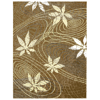 Maple leaves on swirling water plate - Shin Bijutsukai, Issue 30 - 1902