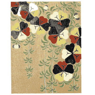 Heart-petalled flower plate on ochre - Shin Bijutsukai, Issue 33 - 1902
