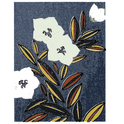 Bellflower pattern plate on navy - Shin Bijutsukai, Issue 33 - 1902