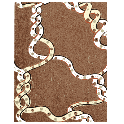 Twisted cord pattern plate on brown - Shin Bijutsukai, Issue 36 - 1902