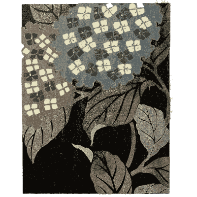 Hydrangea pattern plate on black - Shin Bijutsukai, Issue 36 - 1902