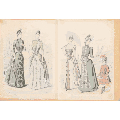 Ladies in day dresses with a child - Fashion Plates - 1880