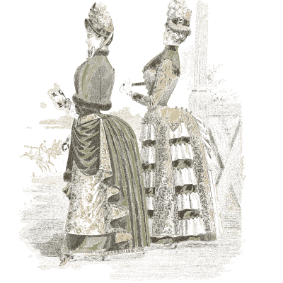 Women in bustled dresses - Fashion Plates - 1880