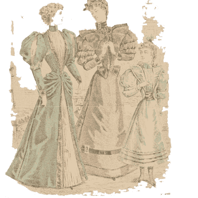 Women in draped dark gowns - Fashion Plates - 1880