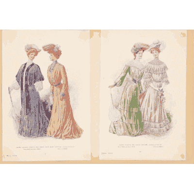 Women in coats and a white gown - Fashion Plates - 1880