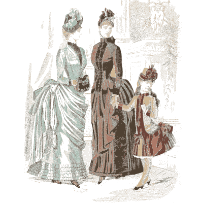 Woman and child in draped gowns - Fashion Plates - 1880