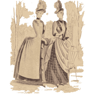 Two women in bustled winter dress - Fashion Plates - 1880