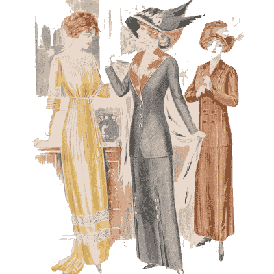 Three women in long day gowns - Fashion Plates - 1880