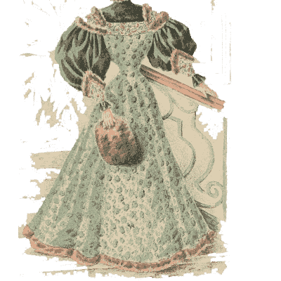 Woman in a green figured gown - Fashion Plates - 1880
