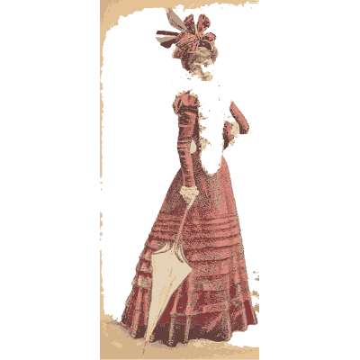 Woman in a red draped gown - Fashion Plates - 1880