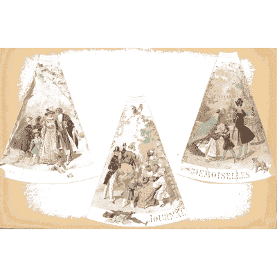 Fan-shaped plate of small figures - Fashion Plates - 1880