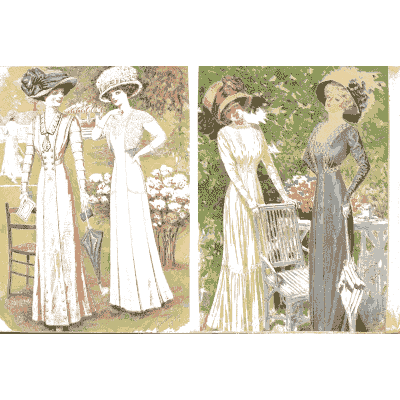 Women in white garden dresses - Fashion Plates - 1880