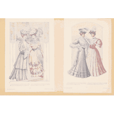 Women in flounced gowns indoors - Fashion Plates - 1880