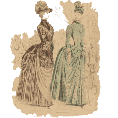 Two women in bustled overdresses - Fashion Plates - 1880