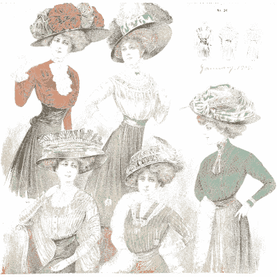 Women in wide flowered hats - Fashion Plates - 1880