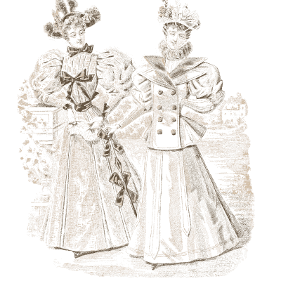 Two women in puffed-sleeve suits - Fashion Plates - 1880