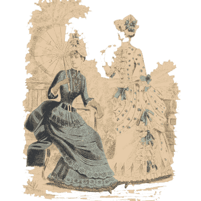 Woman in blue beside a bride - Fashion Plates - 1880