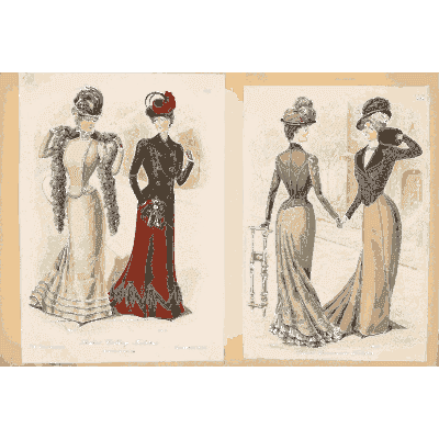 Women in narrow trained gowns - Fashion Plates - 1880